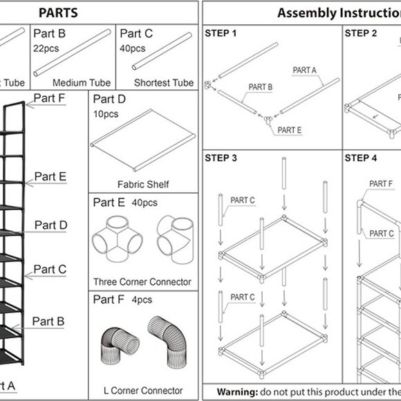 NEW 10 Tiers Shoe Rack 20-25 Pairs Sturdy Shoe Shelf - Picture 9 of 9